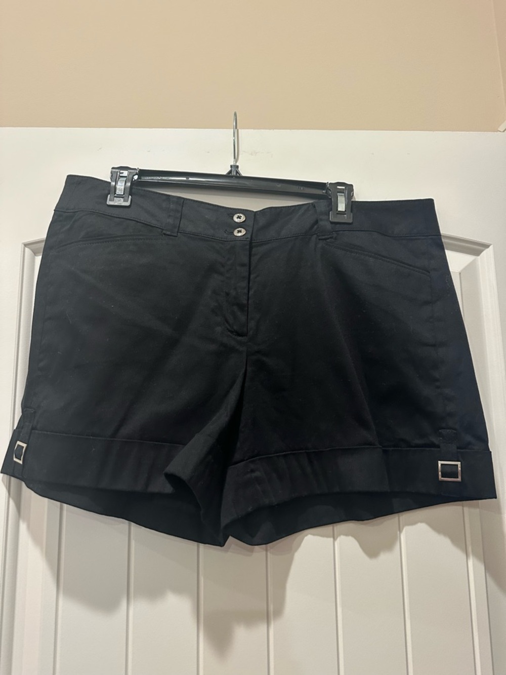 White House Black Market Black Tailored Shorts with Buckle Tabs